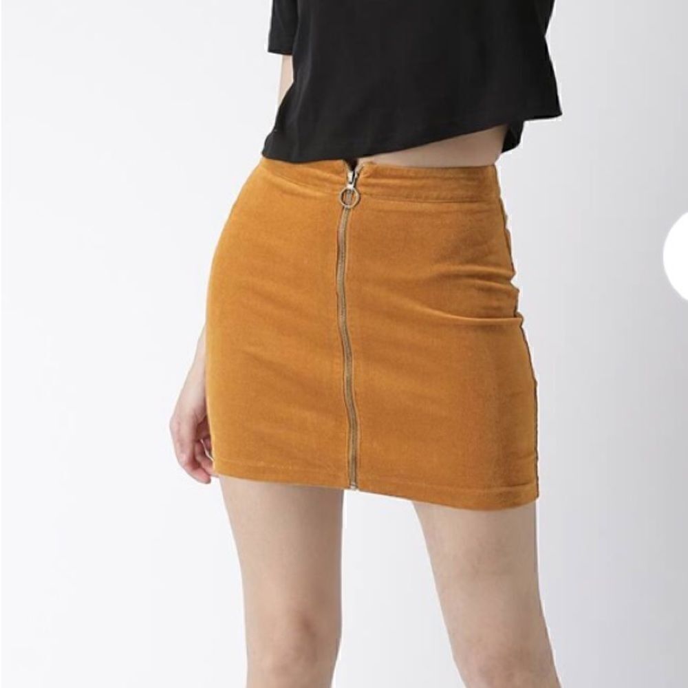 Forever‎ 21 Camel Brown Zip up Velvet Corduroy Mini Skirt Medium